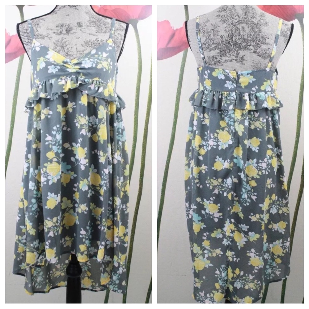Frenchi Floral Empire Waist Asymmetrical Sun Dress